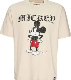 T-Shirts & Tank Tops*RE:COVERED X Disney Herren T-Shirt mit Grumpy Mickey Mouse Print Baumwoll-Shirt mit großem Schriftzug Rundhals-Shirt Beige, Blau, Violett oder Orange