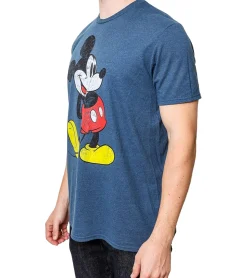 T-Shirts & Tank Tops*RE:COVERED X Disney Herren T-Shirt mit Grumpy Mickey Mouse Print Baumwoll-Shirt mit großem Schriftzug Rundhals-Shirt Beige, Blau, Violett oder Orange