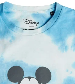 T-Shirts & Tank Tops*RE:COVERED X Disney Herren T-Shirt mit Mickey Mouse Print Baumwoll-Shirt im Batik Look Rundhals-Shirt Dunkelblau, Blau Batik oder Grau