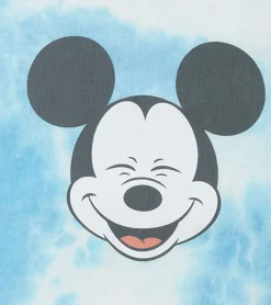 T-Shirts & Tank Tops*RE:COVERED X Disney Herren T-Shirt mit Mickey Mouse Print Baumwoll-Shirt im Batik Look Rundhals-Shirt Dunkelblau, Blau Batik oder Grau