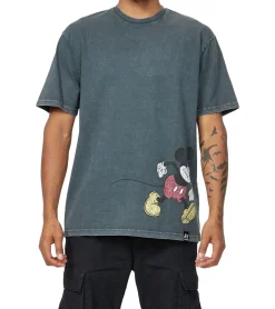 T-Shirts & Tank Tops*RE:COVERED X Disney Marching Mickey Relaxed Herren T-Shirt mit Mickey-Marching-Print Baumwoll-Shirt MMDIS2685 Grau