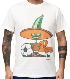 T-Shirts & Tank Tops*RE:COVERED X FIFA Worldcup 1986 Herren T-Shirt mit großem Maskottchen-Print Baumwoll-Shirt Kurzarm-Shirt PCFFA132 Ecru-Weiß