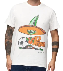 T-Shirts & Tank Tops*RE:COVERED X FIFA Worldcup 1986 Herren T-Shirt mit großem Maskottchen-Print Baumwoll-Shirt Kurzarm-Shirt PCFFA132 Ecru-Weiß
