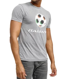 T-Shirts & Tank Tops*RE:COVERED X FIFA Worldcup 1990 Herren T-Shirt mit großem Ball-Print Baumwoll-Shirt Deutschlands 3. WM-Titel Kurzarm-Shirt PCFFA134 Grau