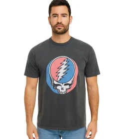 T-Shirts & Tank Tops*RE:COVERED X Grateful Dead Herren T-Shirt mit großem Bandlogo Baumwoll-Shirt Kurzarm-Shirt RCWBROS169 Grau