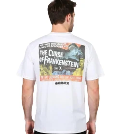 T-Shirts & Tank Tops*RE:COVERED X HAMMER Horror Herren T-Shirt Curse of Frankenstein Baumwoll-Shirt mit großem Rückenprint Rundhals-Shirt RCSTC108 Weiß