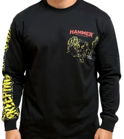 Pullover & Sweater*RE:COVERED X Hammer Horror Creeping Unknown Herren Langarm-Shirt mit großem Rücken-Print Baumwoll-Longsleeve Pullover RCSTC110 Schwarz