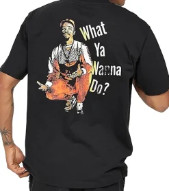 T-Shirts & Tank Tops*RE:COVERED X Ice T Herren T-Shirt mit Ice T Album Cover-Print Baumwoll-Shirt Rundhals-Shirt MMFAB499 Schwarz