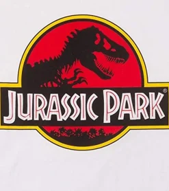 T-Shirts & Tank Tops*RE:COVERED X Jurassic Park T-Shirt Herren Rundhals-Shirt mit 窶寂鮫ogo-Print Baumwoll-Shirt MMUNV2457 Hellbeige