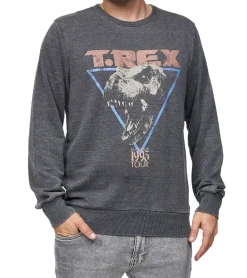 Pullover & Sweater*RE:COVERED X Jurassic Park Herren Rundhals-Pullover mit 窶寂撒-Rex 1993 oder Raptors on Tour 1993 Vintage-Print Langarm-Shirt Sweat-Shirt MMUNV1960 Dunkel-Grau
