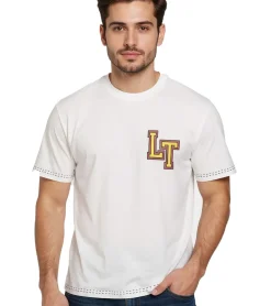 T-Shirts & Tank Tops*RE:COVERED X LOONEY TUNES Herren T-Shirt mit Basketball-Print Baumwoll-Shirt Rundhals-Shirt RCWARN750 Ecru-Weiß