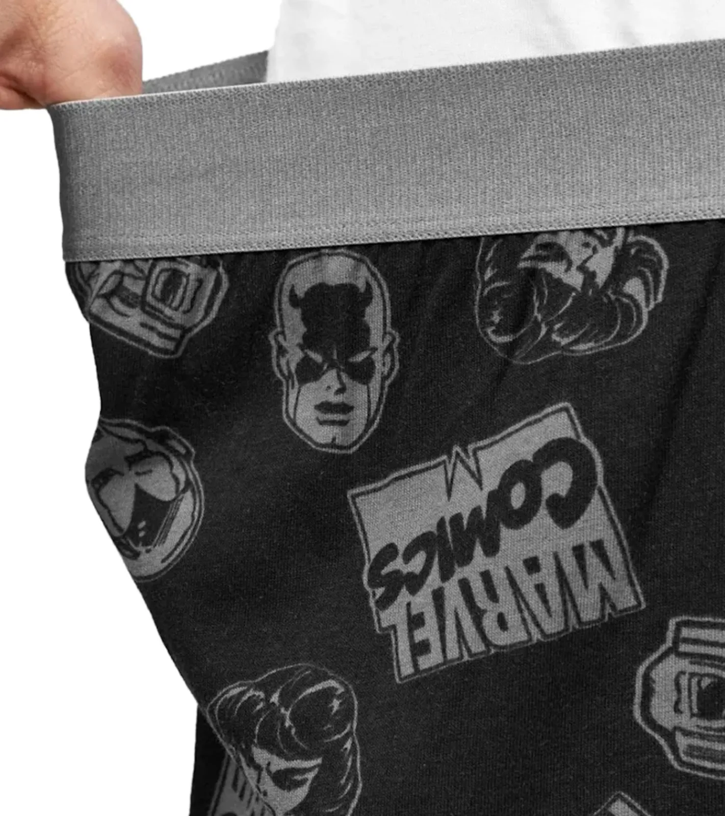 Nachtwäsche & Bademode*RE:COVERED X MARVEL Comics Hero Loungepants Herren Schlafanzug-Hose mit Marvel-Figuren-Print Pyjama-Hose MMDIF1485 Schwarz/Grau