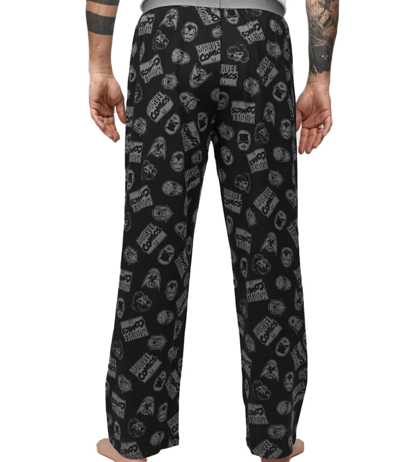 Nachtwäsche & Bademode*RE:COVERED X MARVEL Comics Hero Loungepants Herren Schlafanzug-Hose mit Marvel-Figuren-Print Pyjama-Hose MMDIF1485 Schwarz/Grau