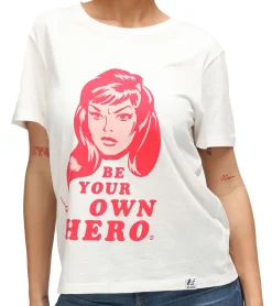 Tops & T-Shirts*RE:COVERED X MARVEL Damen T-Shirt mit "Black Widow"-Print Baumwoll-Shirt Kurzarm-Shirt RCDIF2074 Ecru-Weiß
