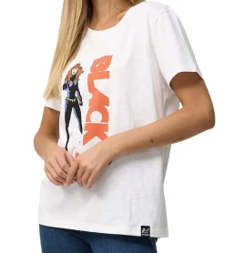 Tops & T-Shirts*RE:COVERED X MARVEL Damen T-Shirt mit "Black Widow"-Print Baumwoll-Shirt Kurzarm-Shirt MMMARV1122 Ecru-Weiß
