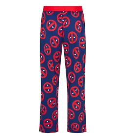 Nachtwäsche & Bademode*RE:COVERED X MARVEL Deadpool Icon Repeat Loungepants Herren Schlafanzug-Hose Deadpool-Print Pyjama-Hose PCMARV504 Navy/Rot