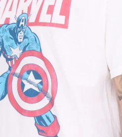 T-Shirts & Tank Tops*RE:COVERED X MARVEL Herren T-Shirt mit MARVEL & Captain America Figur Aufdruck Baumwoll-Shirt Kurzarm-Shirt IFMMMARV1104 Weiß