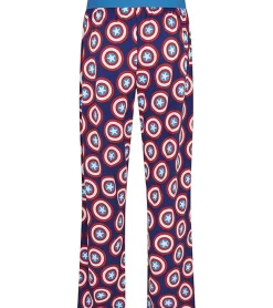 Nachtwäsche & Bademode*RE:COVERED X MARVEL Loungepants Captain America Herren Schlafanzug-Hose Schutzschild-Print Pyjama-Hose PCMARV502 Blau/Rot