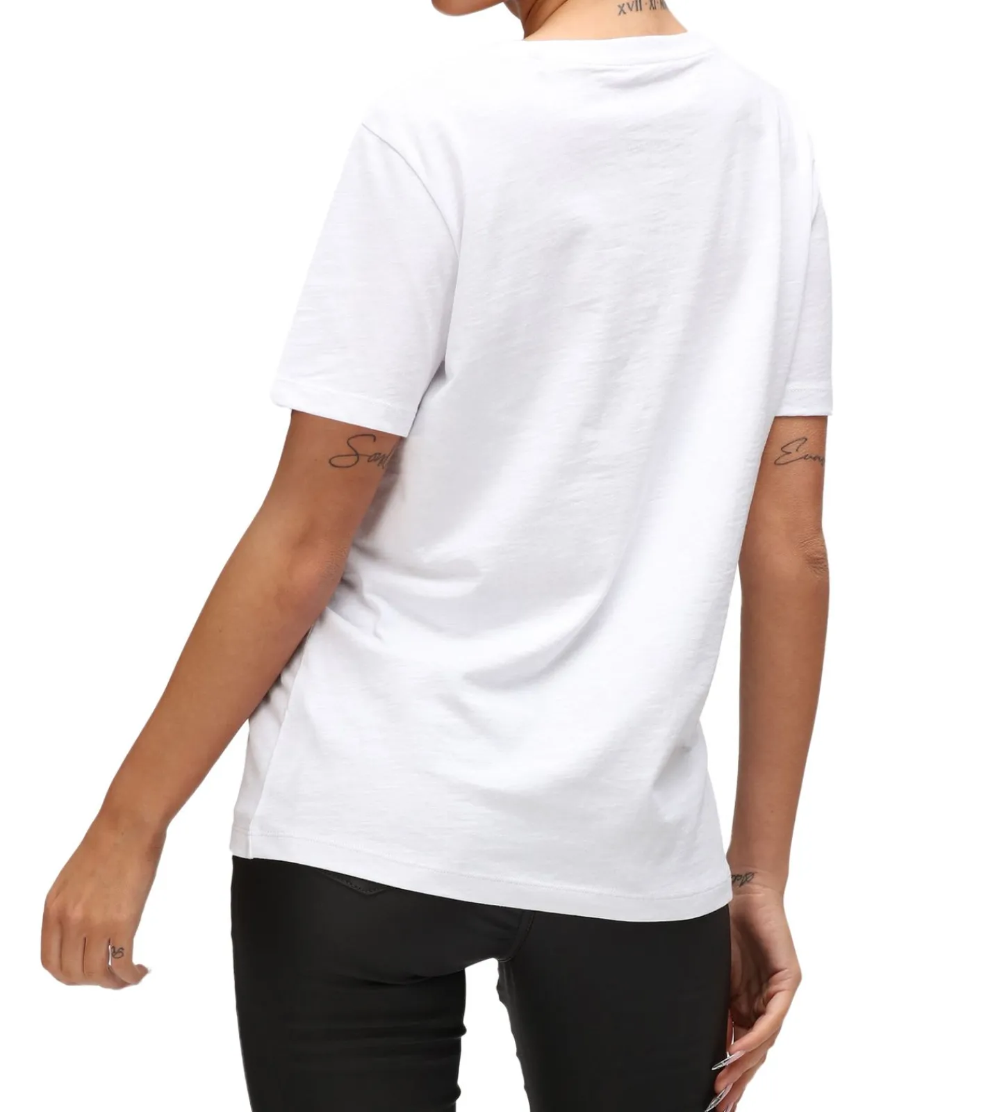 Tops & T-Shirts*RE:COVERED X Mr. Man und Little Miss Damen Baumwoll-Shirt mit The Girls-Aufdruck T-Shirt Rundhals-Shirt RCMMM3199 Weiß