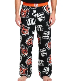 Nachtwäsche & Bademode*RE:COVERED X NFL Cincinnati Bengals Loungepants Herren Schlafanzug-Hose mit Team-Logo Pyjama-Hose RCNFL1462 Schwarz/Weiß