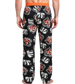Nachtwäsche & Bademode*RE:COVERED X NFL Cincinnati Bengals Loungepants Herren Schlafanzug-Hose mit Team-Logo Pyjama-Hose RCNFL1462 Schwarz/Weiß