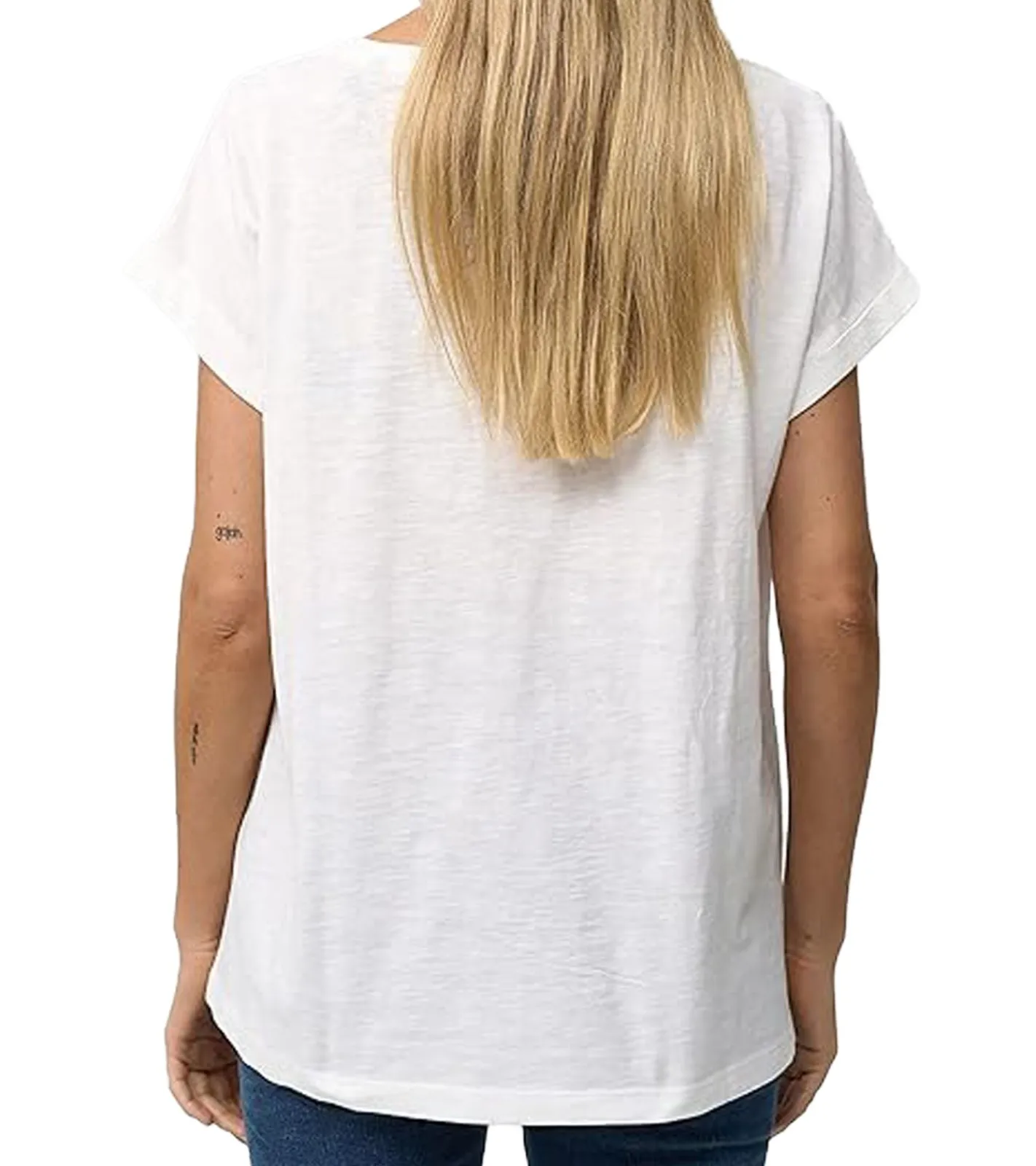 Tops & T-Shirts*RE:COVERED X NFL Damen T-Shirt mit Miami Dolphins Print Baumwoll-Shirt Rundhals MMNFL1052 Weiß