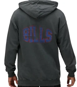 Pullover & Sweater*RE:COVERED X NFL Herren Kapuzen-Pullover mit 窶寂撮uffalo Bills Schriftzug Baumwoll-Hoody Langarm-Shirt RCNFL1316B Grau