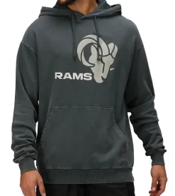 Pullover & Sweater*RE:COVERED X NFL Herren Kapuzen-Pullover mit 窶鮫os Angeles Rams Logo Baumwoll-Hoody Langarm-Shirt RCNFL1318H Grau