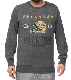Pullover & Sweater*RE:COVERED X NFL Herren Rundhals-Pullover mit 窶寂雑reen Bay Packers-Print Langarm-Shirt Sweat-Shirt MMNFL991 Dunkel-Grau