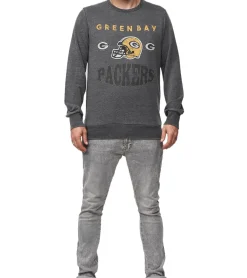 Pullover & Sweater*RE:COVERED X NFL Herren Rundhals-Pullover mit 窶寂雑reen Bay Packers-Print Langarm-Shirt Sweat-Shirt MMNFL991 Dunkel-Grau