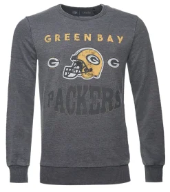 Pullover & Sweater*RE:COVERED X NFL Herren Rundhals-Pullover mit 窶寂雑reen Bay Packers-Print Langarm-Shirt Sweat-Shirt MMNFL991 Dunkel-Grau