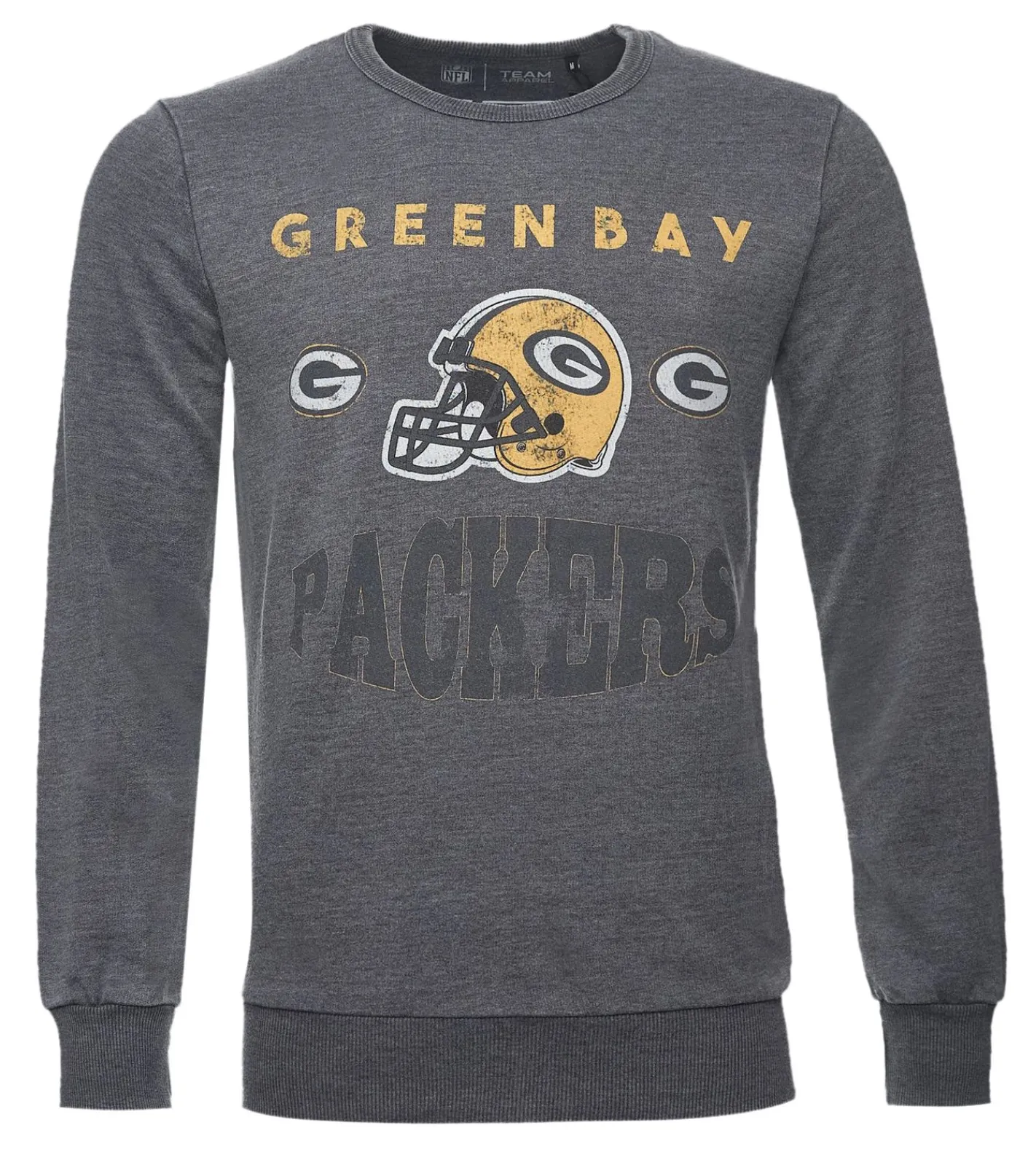 Pullover & Sweater*RE:COVERED X NFL Herren Rundhals-Pullover mit 窶寂雑reen Bay Packers-Print Langarm-Shirt Sweat-Shirt MMNFL991 Dunkel-Grau