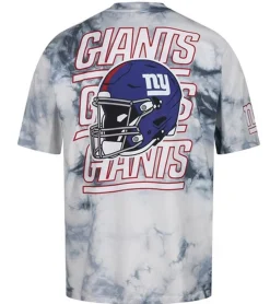 T-Shirts & Tank Tops*RE:COVERED X NFL Herren T-Shirt mit NEW YORK GIANTS Print Baumwoll-Shirt Rundhals-Shirt RCNFL1386 Blau