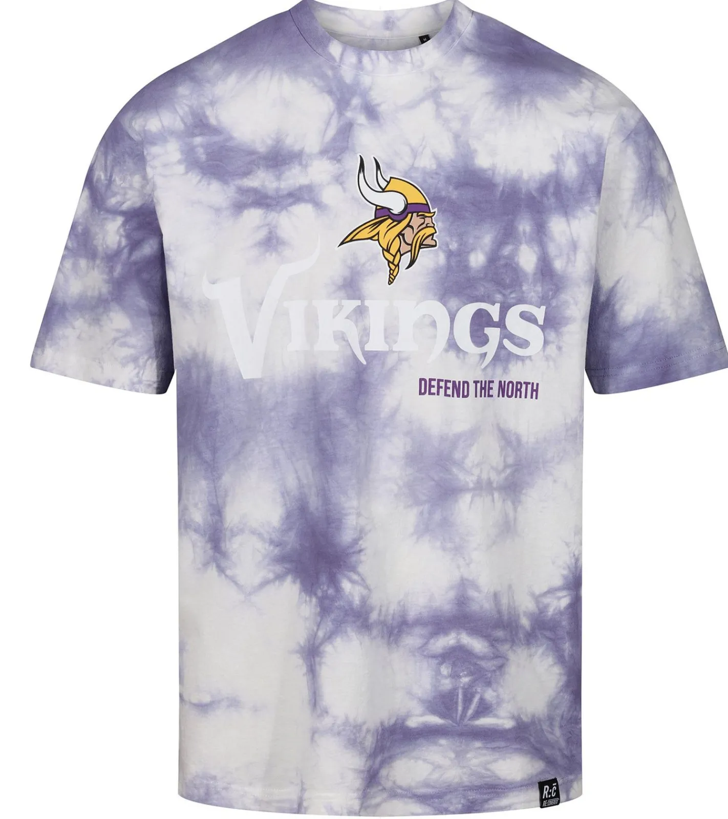 Tops & T-Shirts|T-Shirts & Tank Tops*RE:COVERED X NFL Herren T-Shirt Minnesota Vikings Logo-Schriftzug Baumwoll-Shirt Rundhals-Shirt RCNFL1390 Weiß/lila