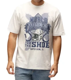 Große Größen|T-Shirts & Tank Tops*RE:COVERED X NFL Indianapolis Colts Herren T-Shirt mit World Champions-Print Baumwoll-Shirt RCNFL1560 Ecru-Weiß