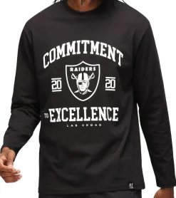 Pullover & Sweater*RE:COVERED X NFL Las Vegas Raiders Herren Rundhals-Pullover mit Logo-Schriftzug Fan-Sweater Baumwolle MMNFL1212 Schwarz