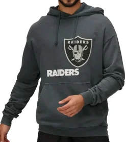Pullover & Sweater*RE:COVERED X NFL Las Vegas Raiders Herren Kapuzen-Pullover mit Logo-Schriftzug Baumwoll-Hoody RCNFL1318G Grau