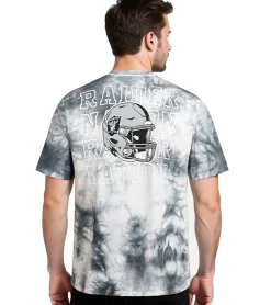 T-Shirts & Tank Tops*RE:COVERED X NFL Las Vegas Raiders Herren T-Shirt mit Logo-Print Baumwoll-Shirt Rundhals-Shirt RCNFL1380 Grau/Weiß