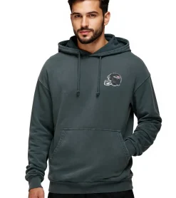 Große Größen|Pullover & Sweater*RE:COVERED X NFL Miami Baltimore Ravens Herren Kapuzen-Pullover mit Helm-Patch Baumwoll-Hoody Langarm-Shirt RCNFL1316I Schwarz
