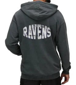 Große Größen|Pullover & Sweater*RE:COVERED X NFL Miami Baltimore Ravens Herren Kapuzen-Pullover mit Helm-Patch Baumwoll-Hoody Langarm-Shirt RCNFL1316I Schwarz
