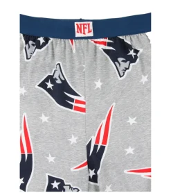 Nachtwäsche & Bademode*RE:COVERED X NFL New England Patriots Loungepants Herren Schlafanzug-Hose mit Team-Logo Baumwolle Pyjama-Hose RCNFL1399 Grau