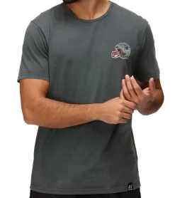 T-Shirts & Tank Tops*RE:COVERED X NFL New England Patriots Herren T-Shirt mit Football-Helm Baumwoll-Shirt Rundhals-Shirt RCNFL1315F Grau