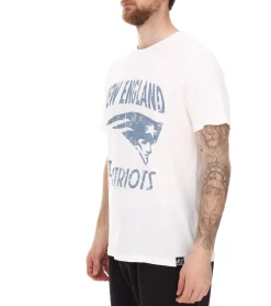 T-Shirts & Tank Tops*RE:COVERED X NFL New England Patriots Herren T-Shirt mit Logo-Print Baumwoll-Shirt Rundhals-Shirt PCNFL920 Ecru-Weiß