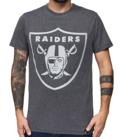 T-Shirts & Tank Tops*RE:COVERED X NFL OAKLAND RAIDERS Herren T-Shirt mit großem Logo Shirt Rundhals-Shirt PCNFL717 Grau
