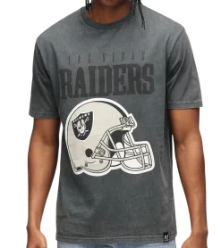 T-Shirts & Tank Tops*RE:COVERED X NFL Raiders Herren T-Shirt mit Logo-Schriftzug Baumwoll-Shirt Rundhals-Shirt MMNFL1189 Grau