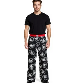 Nachtwäsche & Bademode*RE:COVERED X NFL San Francisco 49ers Loungepants Herren Schlafanzug-Hose mit Team-Logo Pyjama-Hose RCNFL1396 Schwarz/Weiß