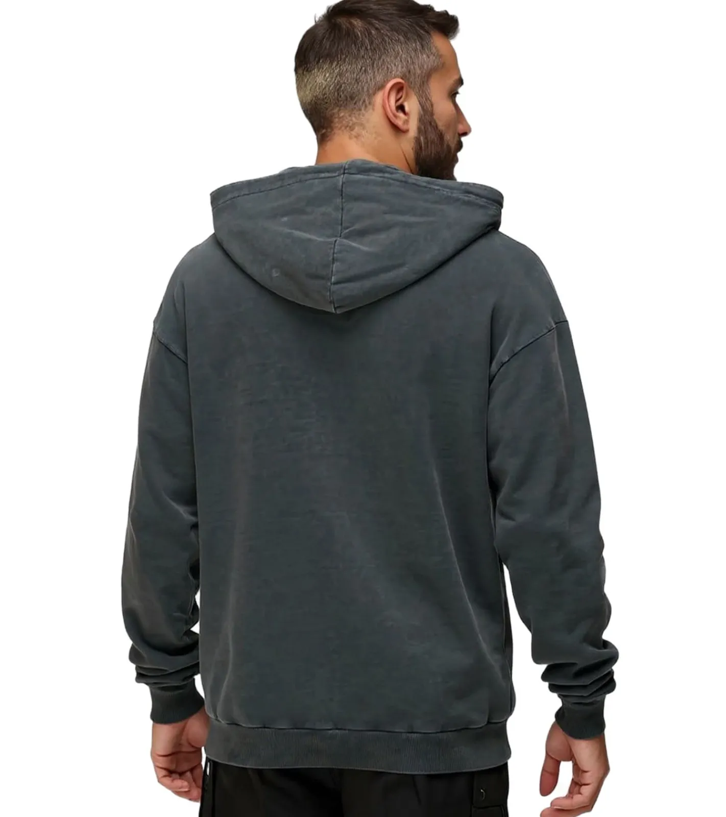 Große Größen|Pullover & Sweater*RE:COVERED X NFL Seattle Seahawks Herren Kapuzen-Pullover mit Logo-Schriftzug Baumwoll-Hoody RCNFL1318J Grau