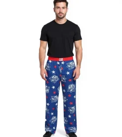 Nachtwäsche & Bademode*RE:COVERED X NFL Shield and Stars Loungepants Herren Schlafanzug-Hose mit NFL-Logo Baumwolle Pyjama-Hose RCNFL1401 Blau