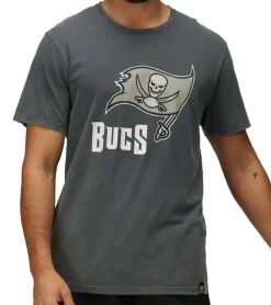 Große Größen|T-Shirts & Tank Tops*RE:COVERED X NFL Tampa Bay Buccaneers  Herren T-Shirt mit Logo-Print Baumwoll-Shirt Rundhals-Shirt RCNFL1317C Grau