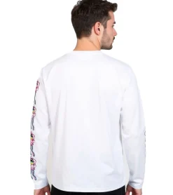 T-Shirts & Tank Tops|Pullover & Sweater*RE:COVERED X nickelodeon Herren Langarm-Shirt SpongeBob Schwammkopf Patrick Print Baumwoll-Pullover Rundhals-Shirt RCVCM687 Weiß